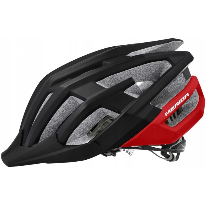 Каска за спорт Merida Buzz, M 54-58см, черно-червено, In-Mold технология, система Progressive Lock, 23 вентилационни отвора