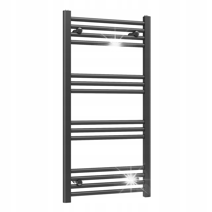 Calorifer baie Gamma Basic 500x1000mm, 385W, 14 zebre, negru mat