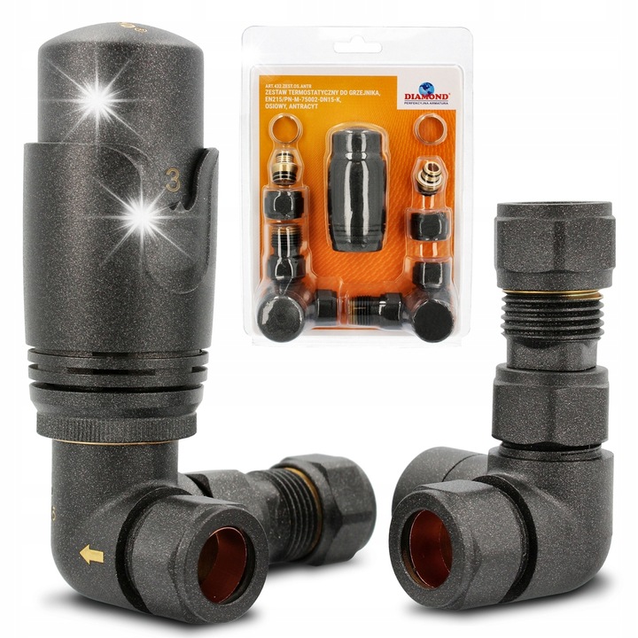 Set termostatic axial 1/2", Diamond, antracit, 16 PEX, 120C