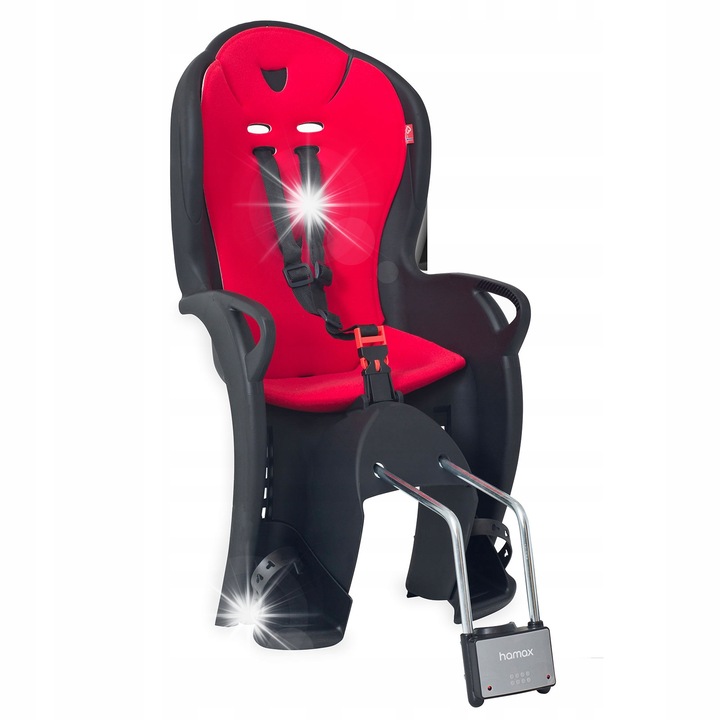 Scaun copii bicicleta Hamax Kiss, negru, cu perne rosii, 48x38.5x70cm, max 22kg