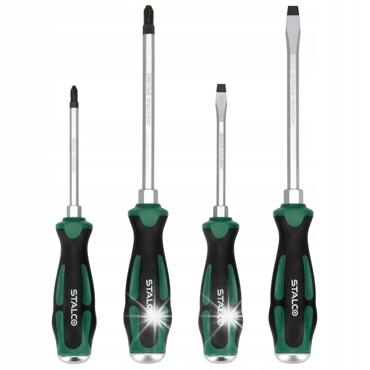Stalco csavarhúzó készlet, 4 részes, CrV, 6x100mm, 8x150mm, PH2x100mm, PH3x150mm