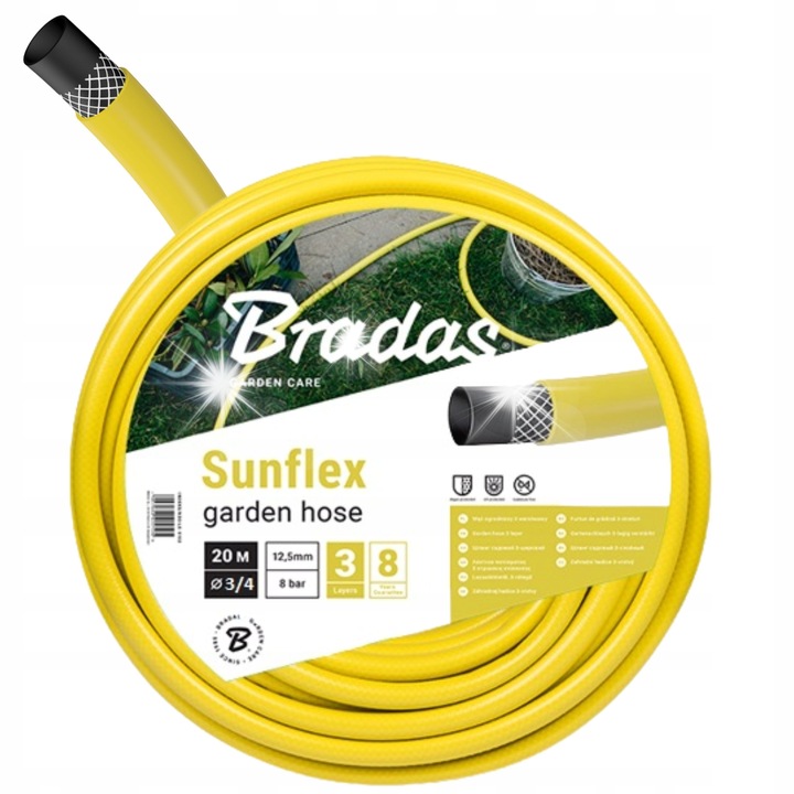 Bradas kerti tömlő 3/4" 20m 3 rétegű, UV-álló, rugalmas