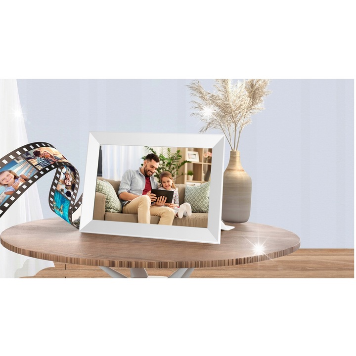 KODAK CF102P digitális képkeret, 10,1", fehér, 32GB, WiFi, érintőképernyő, teljes készlet