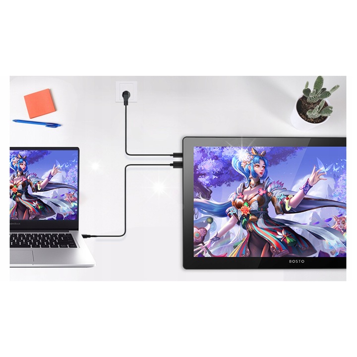 Tablet grafic BOSTO X7, 21.5", 1920x1080px, 120% sRGB, fara baterie, cu cablu tip C