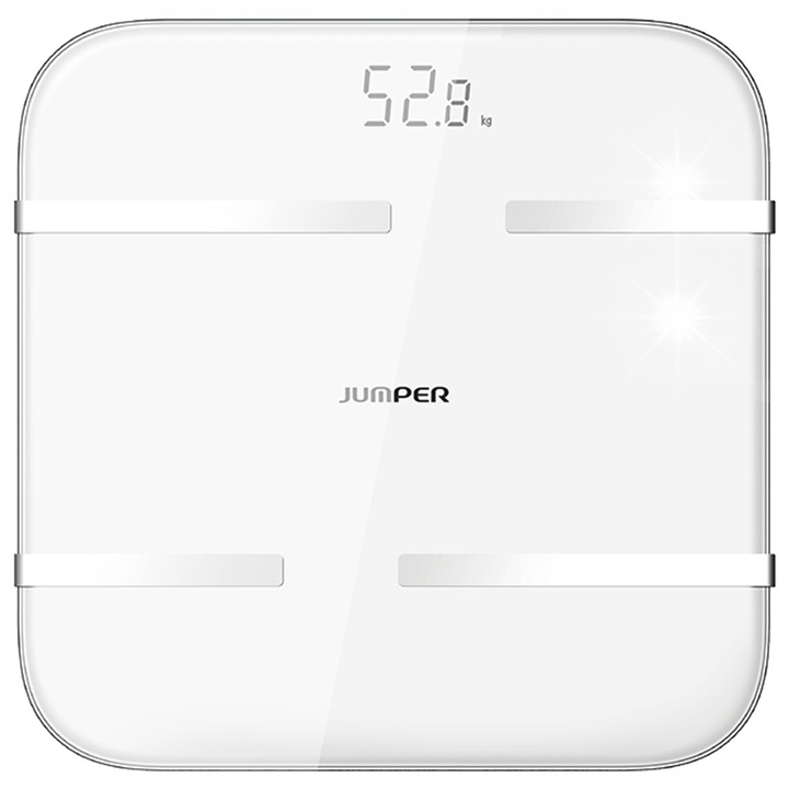 Кантар за тяло Jumper, аналитичен, измерване на BMI, процент мазнини, 280x280x23.5мм, бял