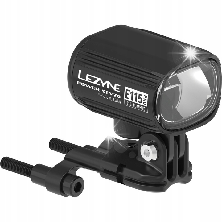 Lampa LED pentru bicicleta E-Bike Lezyne Power StVZO Pro E115, 310 lumeni, neagra, 6-12V