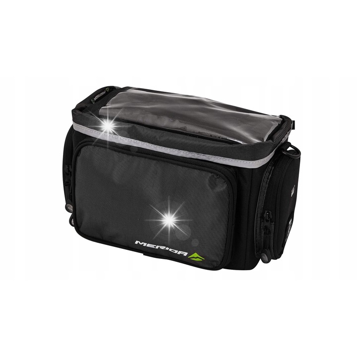 Portbagaj bicicleta Merida, model BG-MD085, 9l, negru, 30x16x17cm, cu sistem de prindere rapid si elemente reflectorizante