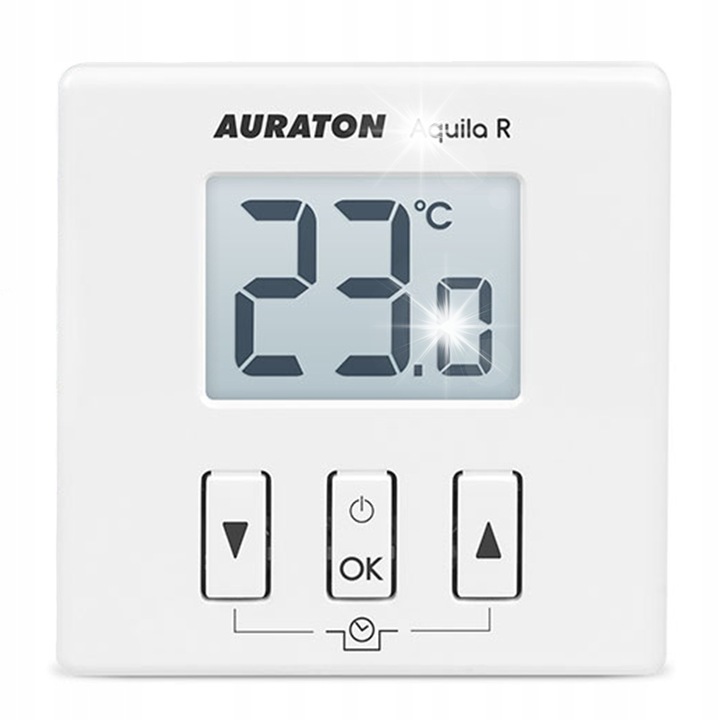 AURATON Aquila R hőmérséklet-szabályozó, FrostGuard funkció, gazdaságos üzemmód, 0-35°C, 2xAAA