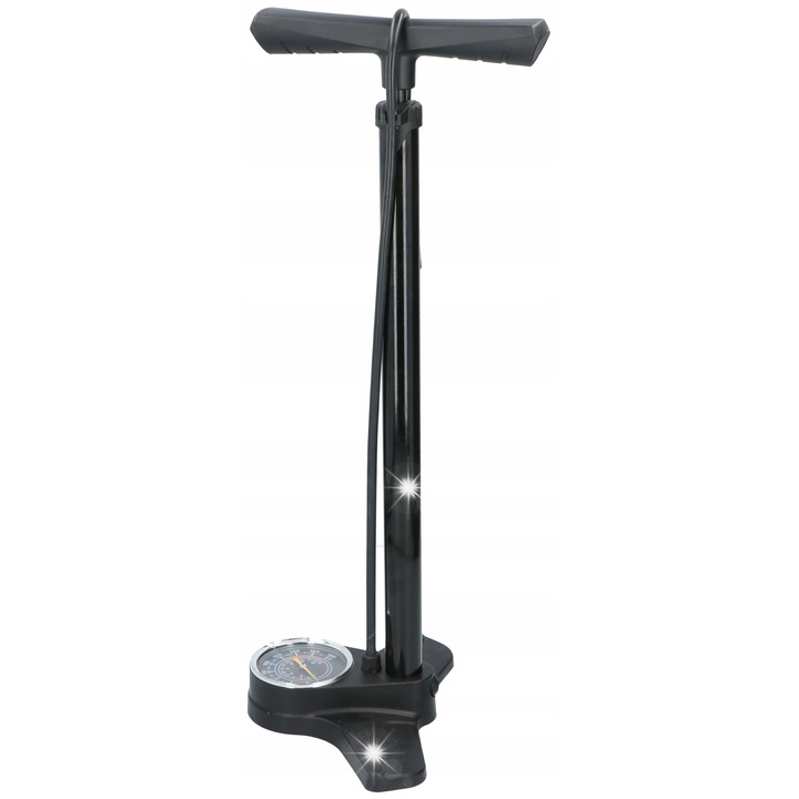 Pompa bicicleta Dunlop cu manometru, 12 bar, 63-113cm, 2 modele ace