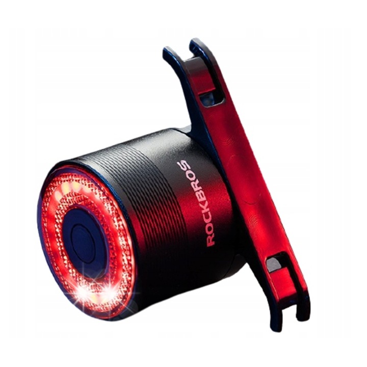 Rockbros Q3 LED kerékpár hátsó lámpa, 4 mód, 60 lumen, USB, 40x34x34mm, rögzítő készlet mellékelve