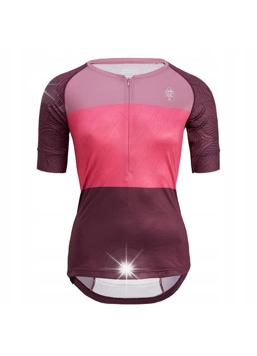Tricou sport femei Silvini Stabina, roz-burgund, material usor, cu fermoar