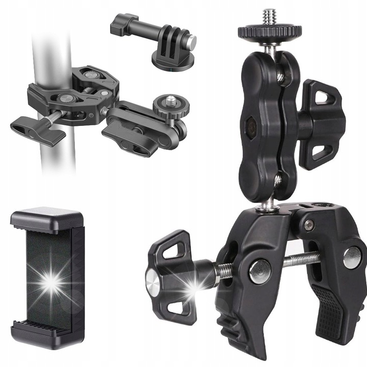 Стойка тип щипка Crab Clamp + Mini Magic Arm, SmartGuard, метална, 1/4" 3/8", за телефон и камери, пълен комплект