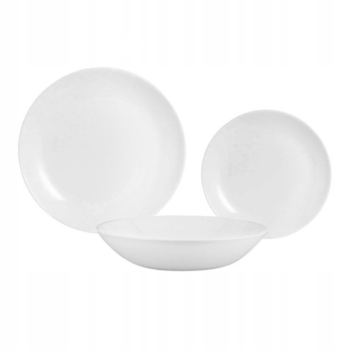 Set serviciu de masa 18 el, Luminarc Diwali, alb, 6 persoane, 25x20x19cm