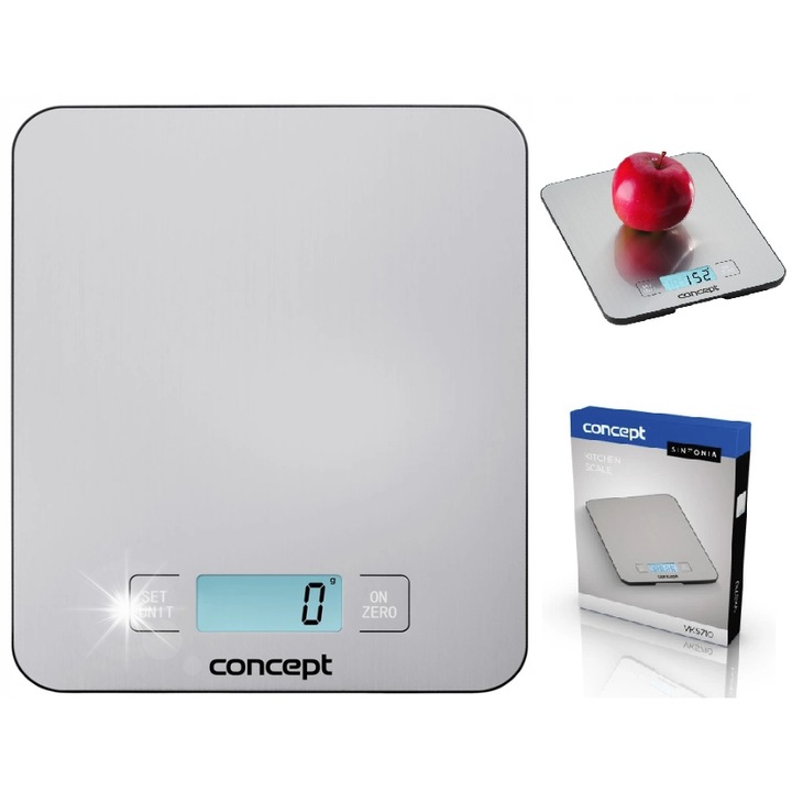 Concept konyhai mérleg, 15kg, LCD kijelző, rozsdamentes acél