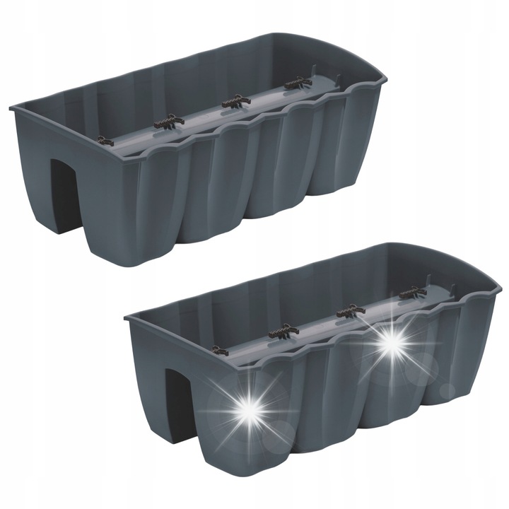 Prosperplast Crown DCRO600 erkélykorlát virágtartó szett, 2 db, antracit, 58x27.8x20.1cm, 18L kapacitás