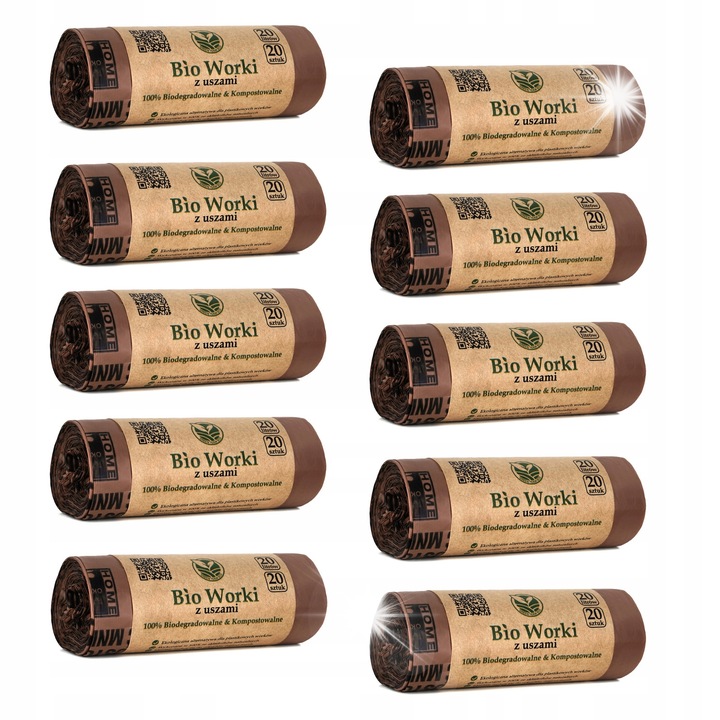 Set saci menajeri biodegradabili 20l, Sipeko, 10x20 bucati, compostabili, fara microplastice