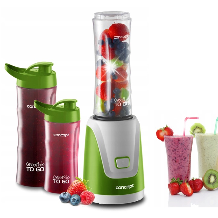 Concept SM-3365 turmixgép, 300W, 0.6L, fehér-zöld, 3 palackos készlet