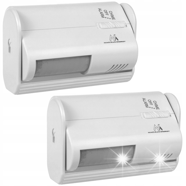 Комплект 2x безжични аларми със сензор за движение Maclean MCE311 W, бял, 8м, 70dB