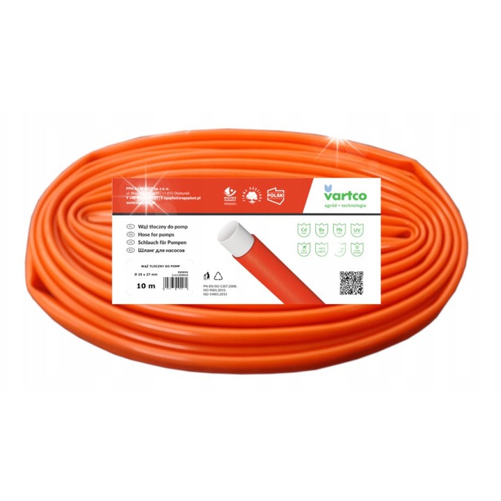 Tömlő búvárszivattyúkhoz, Vartco, 20m, 1" (25mm), narancssárga, 2 rétegű