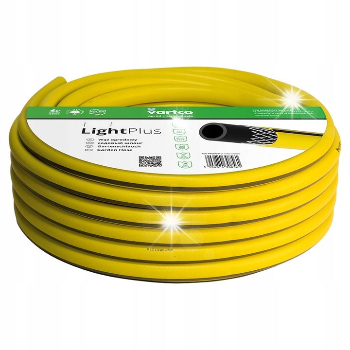 Kerti tömlő 50m 1/2'' VARTCO 3 rétegű, rugalmas, UV-álló, sárga