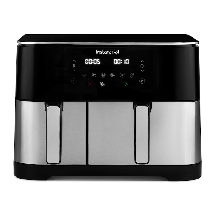 Friteuză cu aer cald Instant 11 l., Vortex Dual Split Air Fryer, cu două coșuri (7 + 4 litri), 2600W, Negru și inox