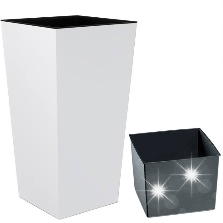 3x Urbi Square virágtartó szett, Prosperplast, fehér, 50x26,5x26,5cm, 26,6l űrtartalom