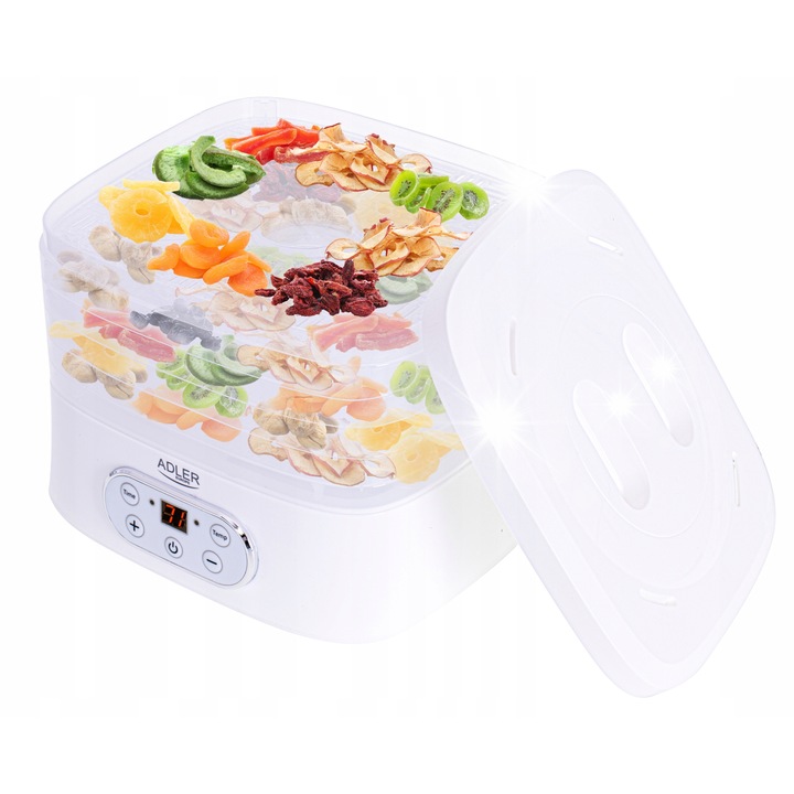 Дехидратор Adler 550W, 5 тави, 35-70°C, 31,5x28x25см