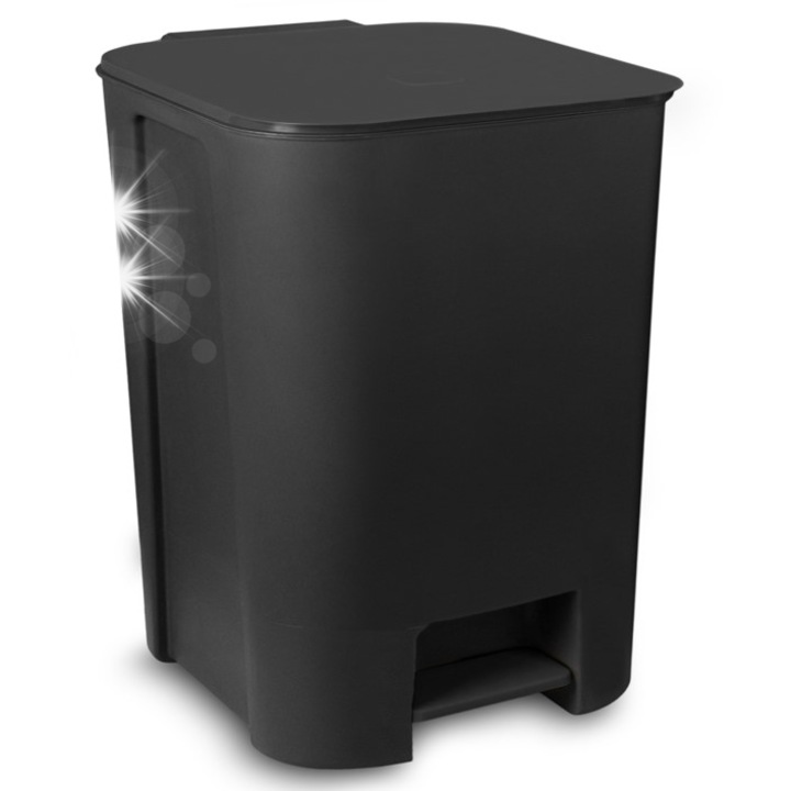 Cos de gunoi cu pedala Practic, 25l, plastic, negru, design modern