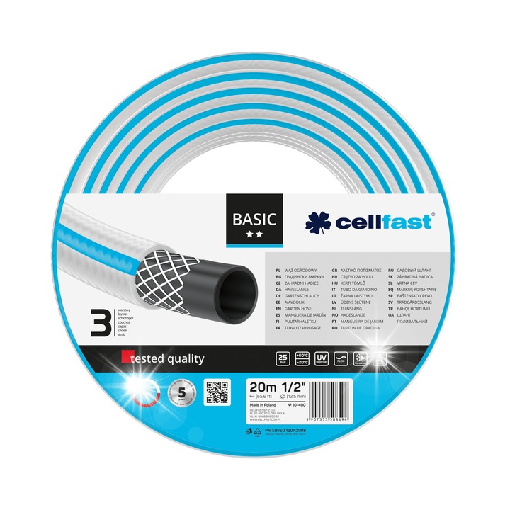 Cellfast Basic kerti tömlő 3/4", 50m, 3 rétegű, fehér-kék
