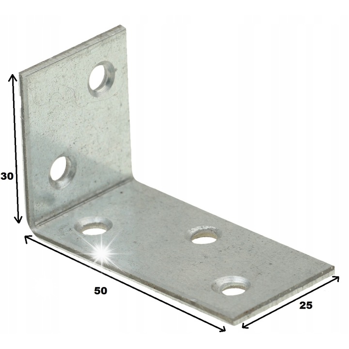 Szett 100 darab KATOWNIK LACZNIK 50x30x25mm, 2mm vastagság, fehér horganyzott