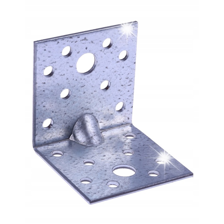 Katownik MiL 50x50x50mm, 100 darabos készlet, horganyzott acél, 16x4mm, 2x8mm furatok