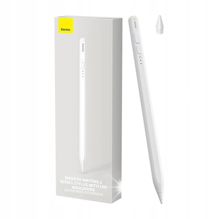 Rysik Baseus Smooth Writing 2, wireless, alb, 165x9mm, set cu capat de schimb