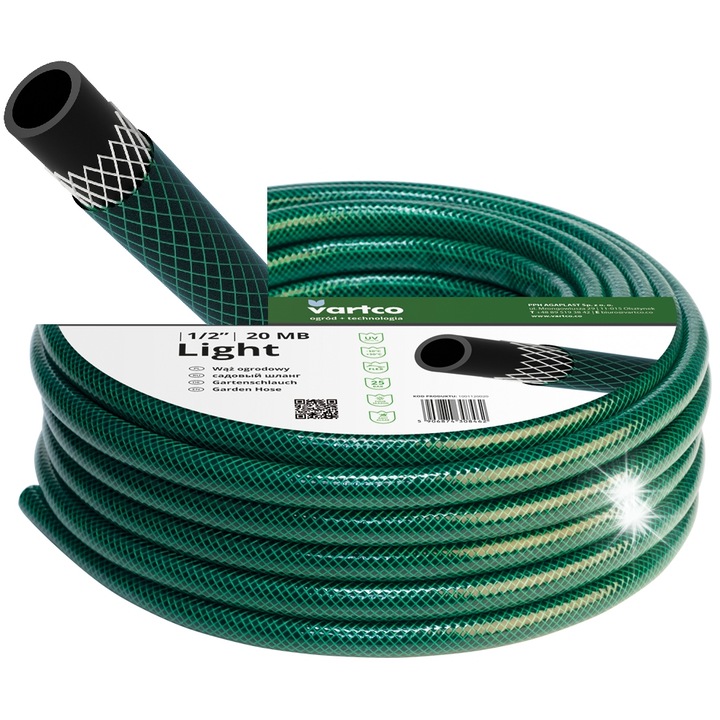 Furtun gradinarit 50m, Vartco, 1/2", PVC 3-strat, verde