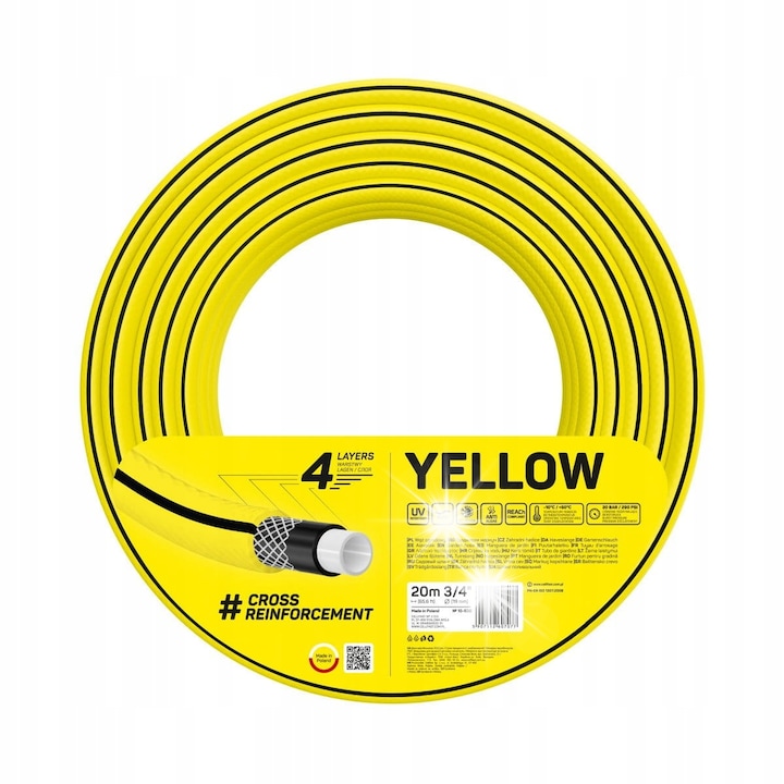Cellfast kerti tömlő 1/2" (12,5 mm) 50m 4 rétegű, sárga