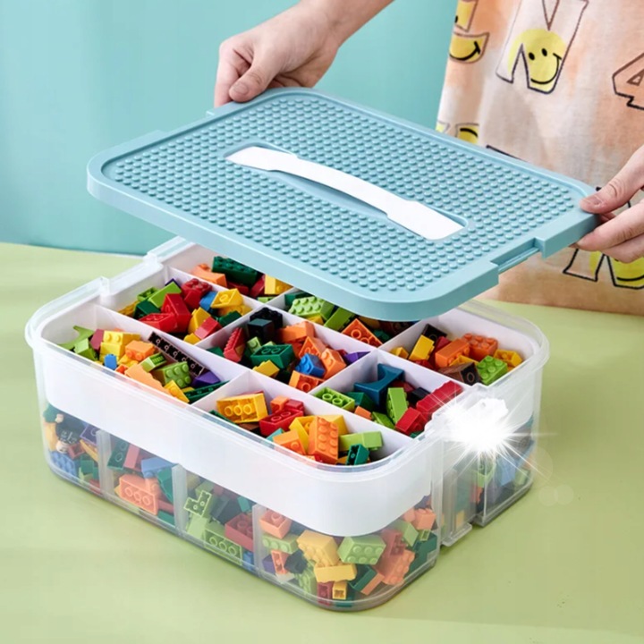 Кутия за съхранение на играчки, 35L, 52x23x30,5см, с отделения, прозрачна
