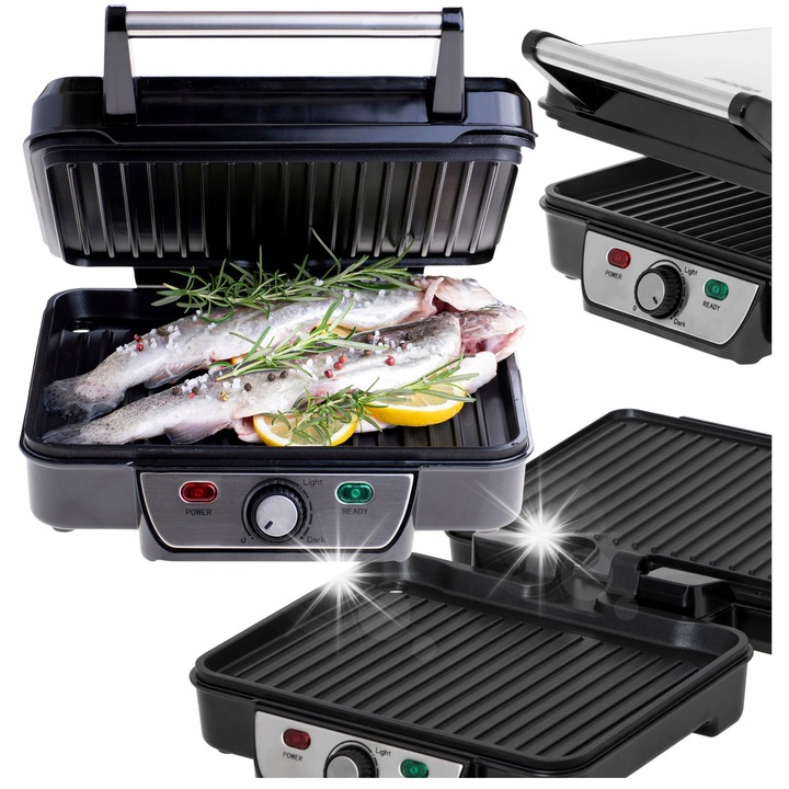 Grill elektromos Mesko 2500W, sütőfelület 230x280mm, fekete, szett spatulával