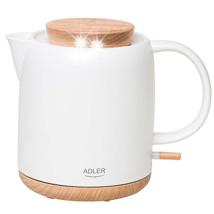 Fierbator electric ceramic, Adler, 1L, 1200W, ecru, baza rotativa 360°