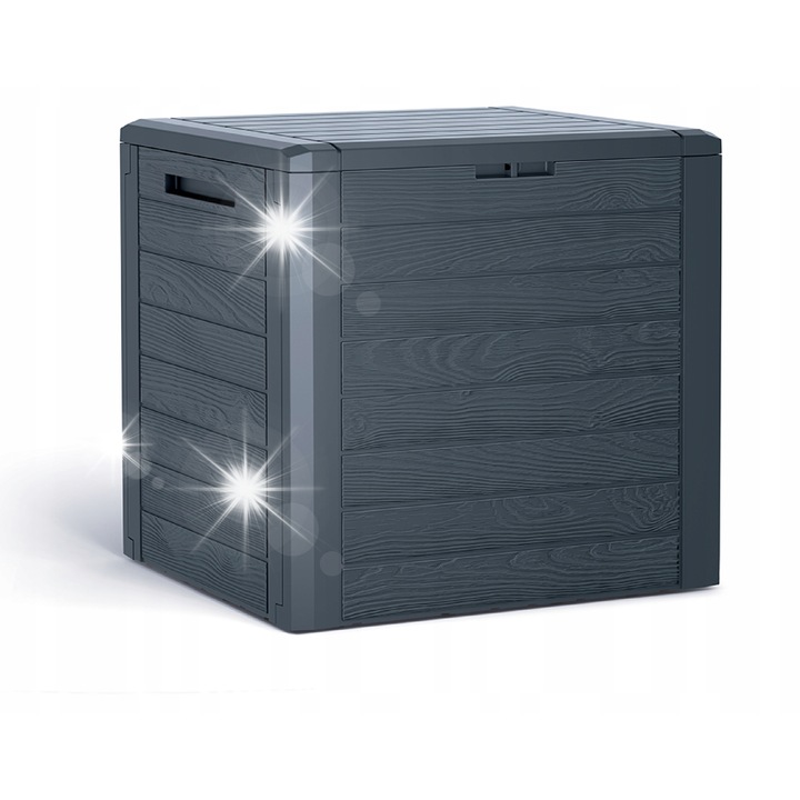 Кутия за съхранение Woodebox, Prosperplast, 140L, антрацит, 58,5x46x55см