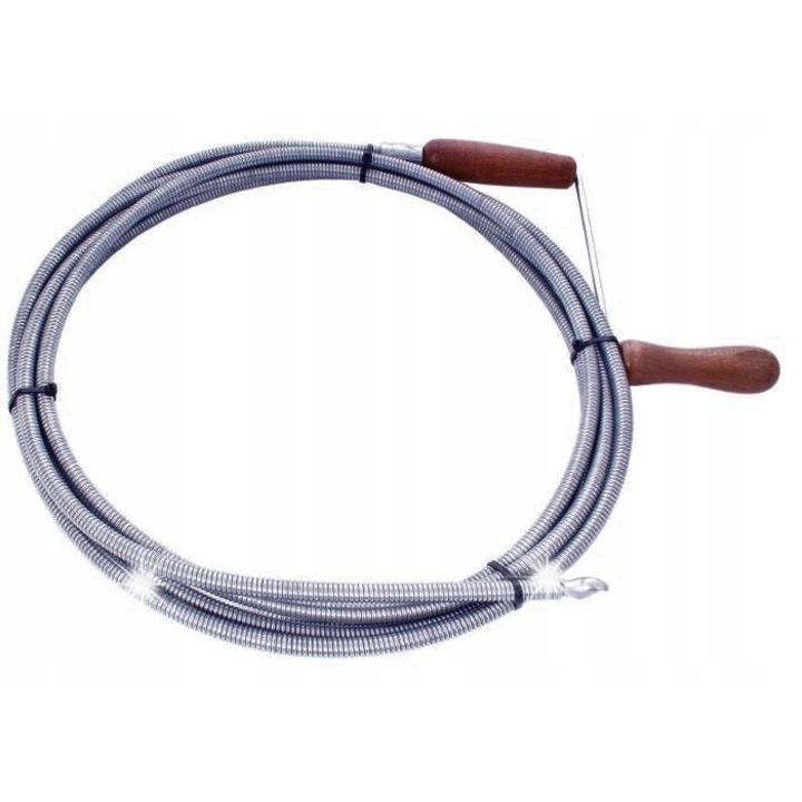 Spirala de curatare pentru canalizare Najder, 15m, 9mm diametru, 2mm grosime, cu maner din lemn