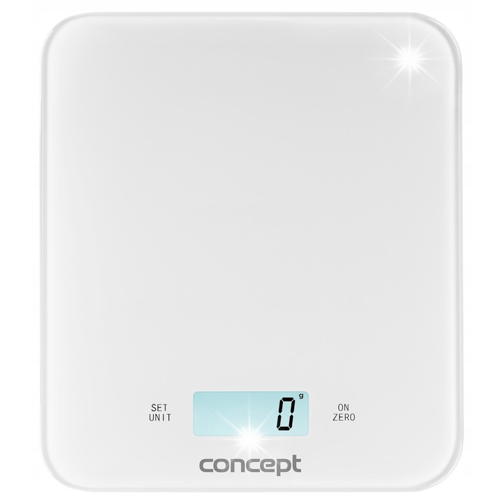 Concept konyhai mérleg, 15kg, fehér, LCD kijelző, tára funkció