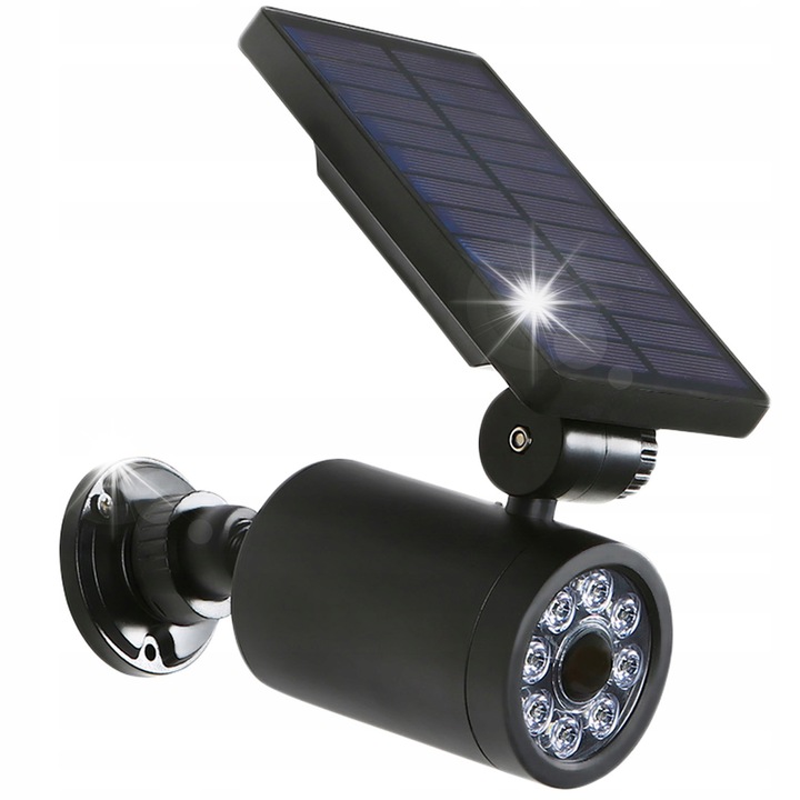 Имитация на соларна камера SOL1801S, мигащ червен LED, сензор за движение, IP44, 11,7x9,1x17см, черна