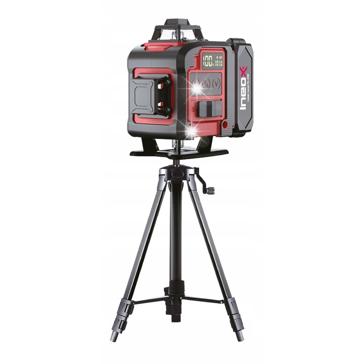 Nivela laser 4D Ineox PL-01R, 360°, verde, 2 acumulatori 5400mAh, accesorii incluse