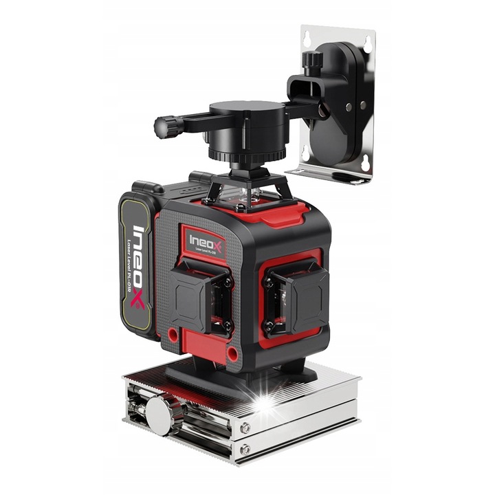 Poziomica laser 4D Ineox, 360, verde, set cu 2 acumulatori, stativ, valiza, ochelari, telecomanda