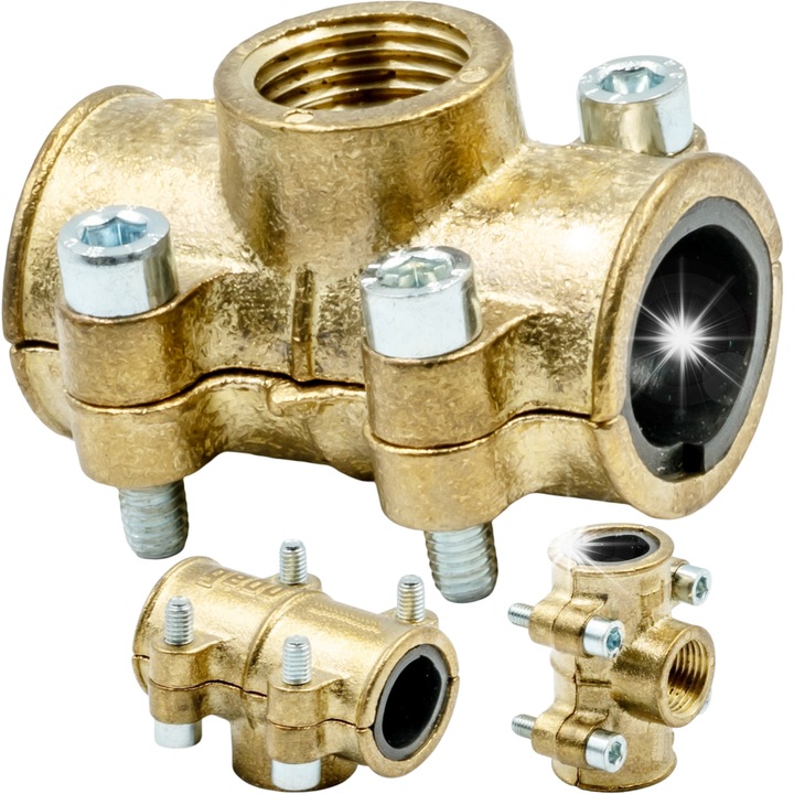 Obejma reparatoare Gebo, 15mm x 1/2", pentru instalatii miedzi si inox, EPDM, pentru apa potabila