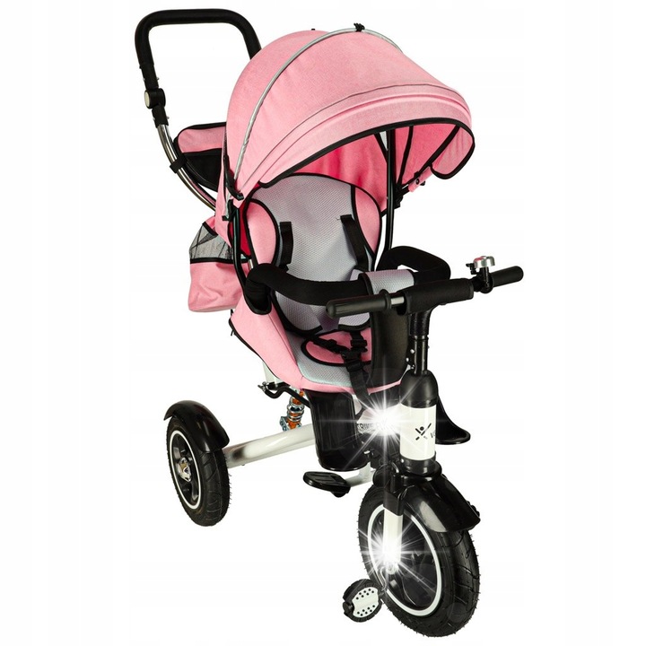 Tricicleta Trike Fix V3, roz/negru, 3 in 1, cu roti de 28 cm, pentru copii 1-6 ani