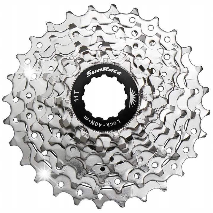 Kaseta 9-randuri SunRace 11-28T, argintie, 280g