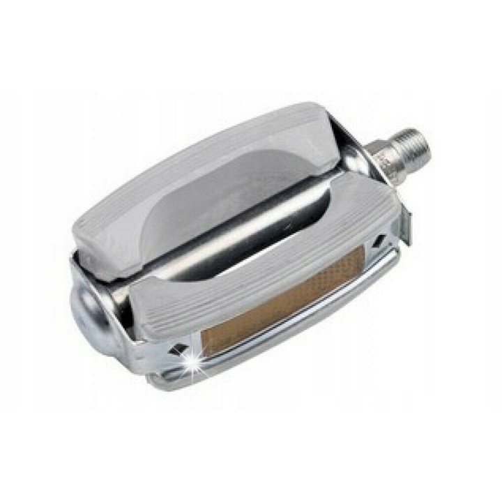 Pedale bicicleta Union 689, 2 bucati, argintiu/alb, 9/16", 10,5x6,5x3,5cm