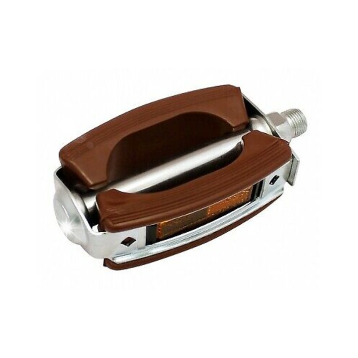 Pedale bicicleta Union 689, 2 bucati, argintiu/maro, 10,5x6,5x3,5cm