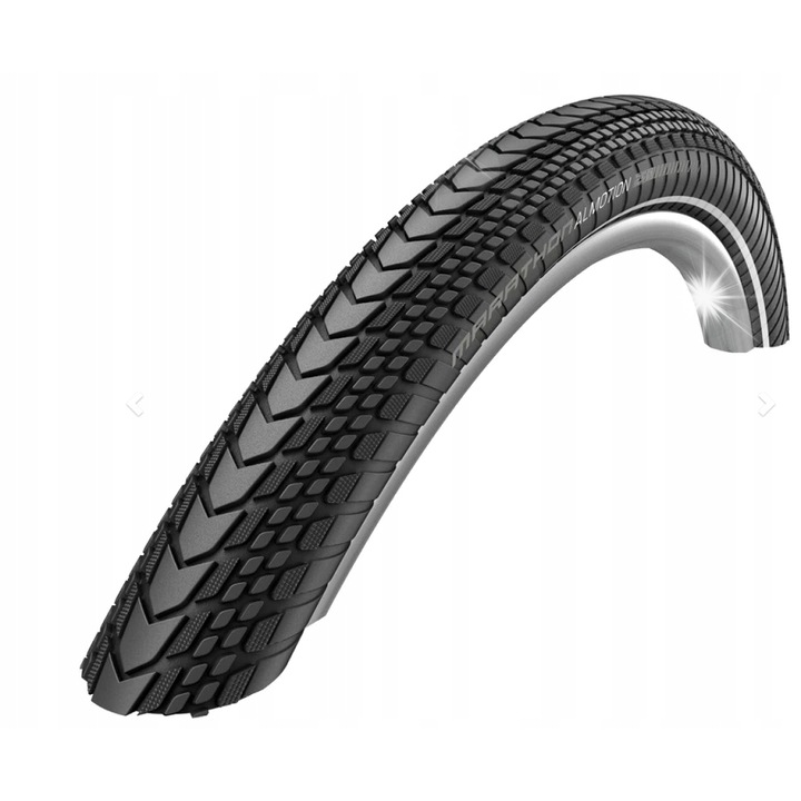 Schwalbe Marathon Almotion 27.5x2.15 kerékpár gumi, fekete, fényvisszaverő csíkkal, drótperemes, E-Bike-hoz