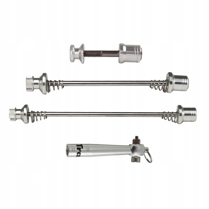 Clema antifurt bicicleta TranzX, set, lungime piasta fata 100mm, piasta spate 130-135mm, culoare argintie